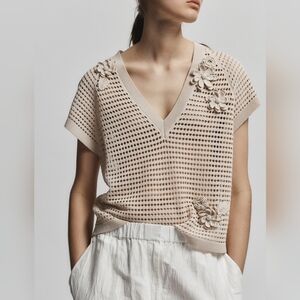 Saint Art NYC Luxury Adrian Cream Crochet Women's Top Natural